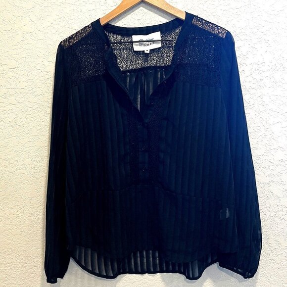 Alice Blue Stitchfix Black Chiffon Blouse Size Medium - Picture 1 of 5